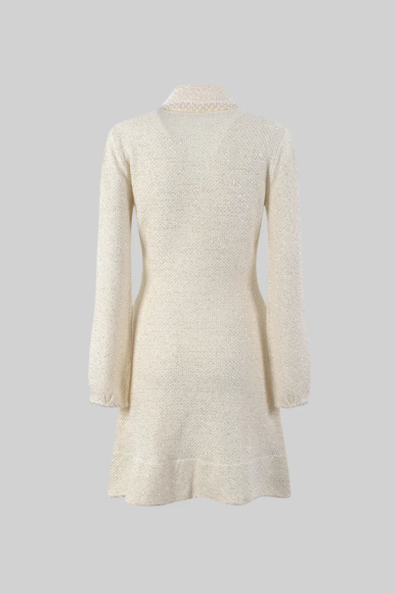 ELISA | KNIT TEXTURED DRESS - WHITE