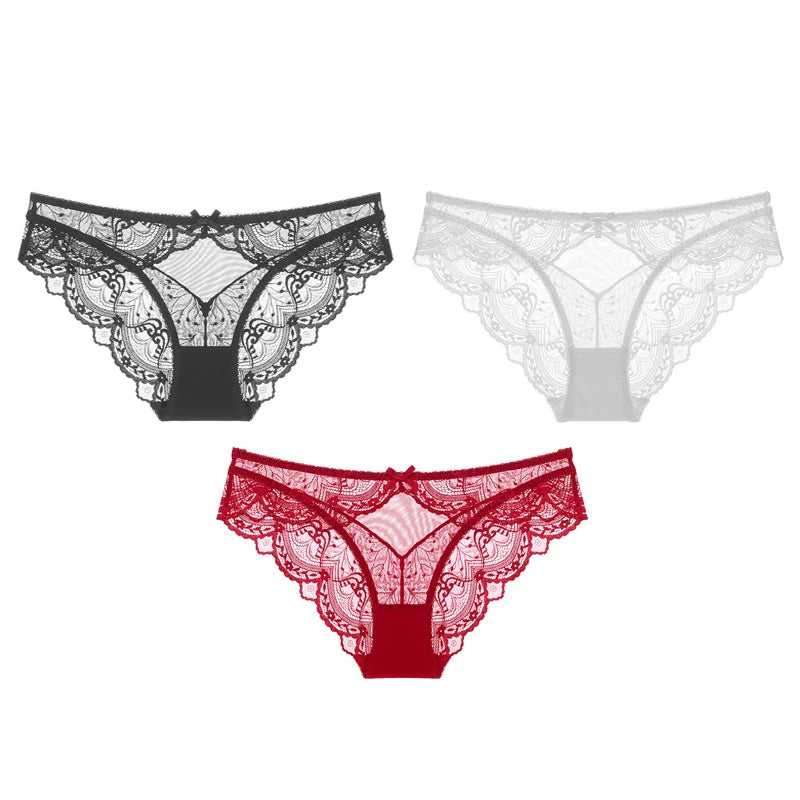 3pcs Charm Panties Black Red White