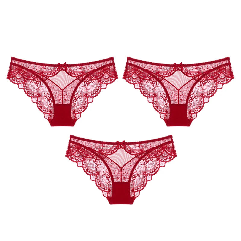 3pcs Charm Panties Red