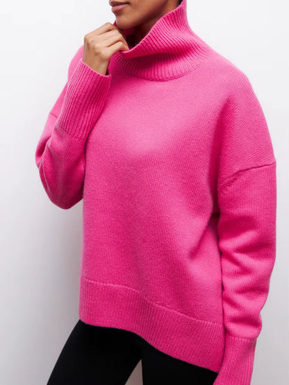 WOMEN'S THICK KNIT TURTLENECK PULLOVER