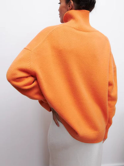 WOMEN'S THICK KNIT TURTLENECK PULLOVER