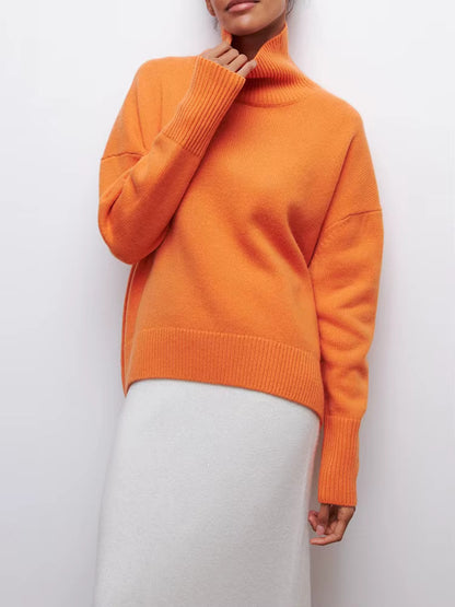 WOMEN'S THICK KNIT TURTLENECK PULLOVER