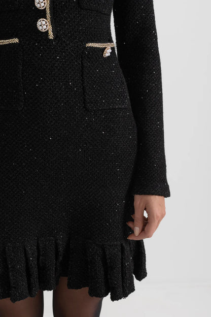 ELISA | KNIT TEXTURED DRESS - BLACK