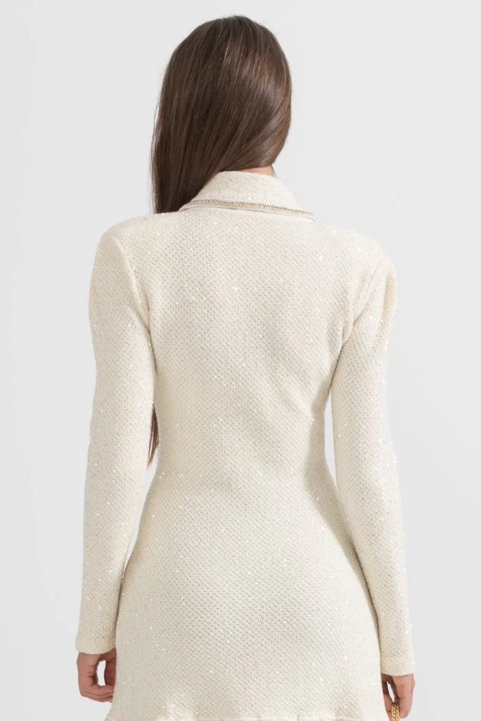 ELISA | KNIT TEXTURED DRESS - WHITE