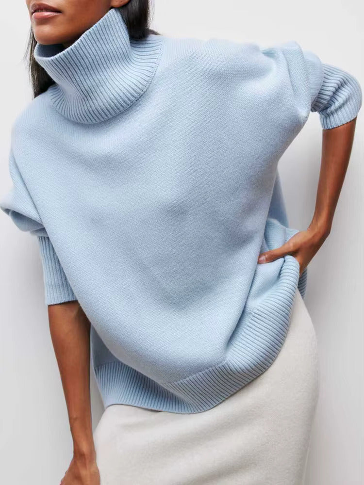 WOMEN'S THICK KNIT TURTLENECK PULLOVER