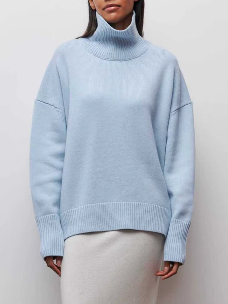 WOMEN'S THICK KNIT TURTLENECK PULLOVER