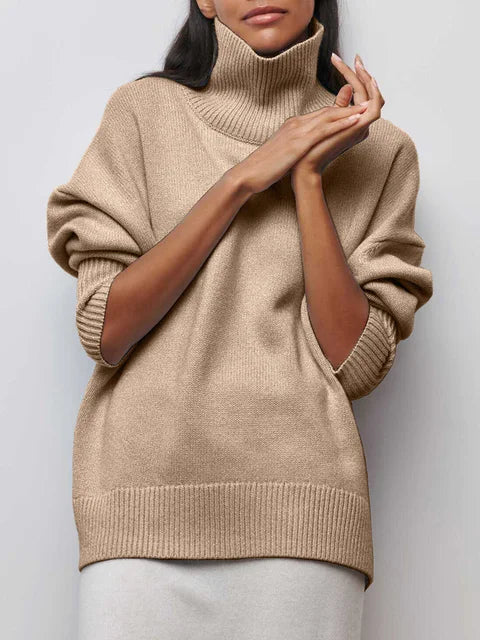 WOMEN'S THICK KNIT TURTLENECK PULLOVER