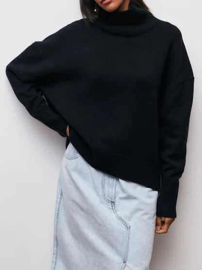 WOMEN'S THICK KNIT TURTLENECK PULLOVER