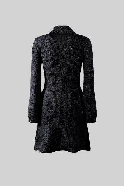 ELISA | KNIT TEXTURED DRESS - BLACK