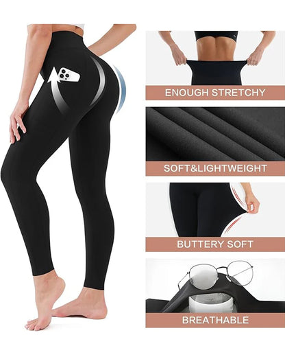 Hoch taillierte, Po-Lifting- und Bauch-Kontroll-Trainings-Leggings mit Seitentaschen (2er-Pack)